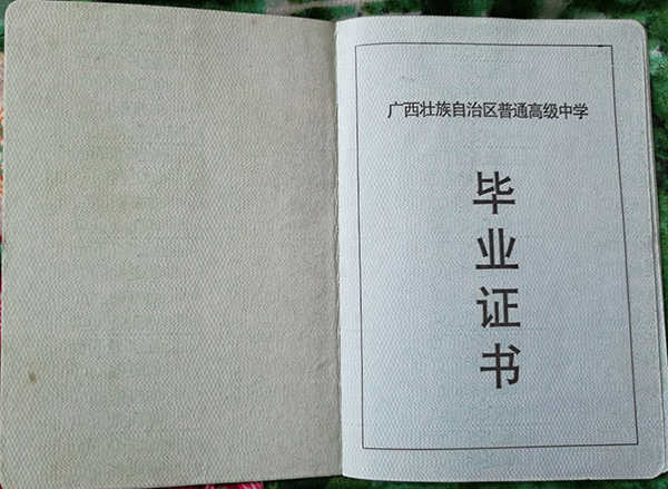 2000年乐业县高中毕业证样本