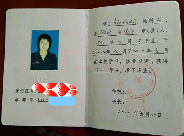 陕西省高中毕业证复印件图片_模板